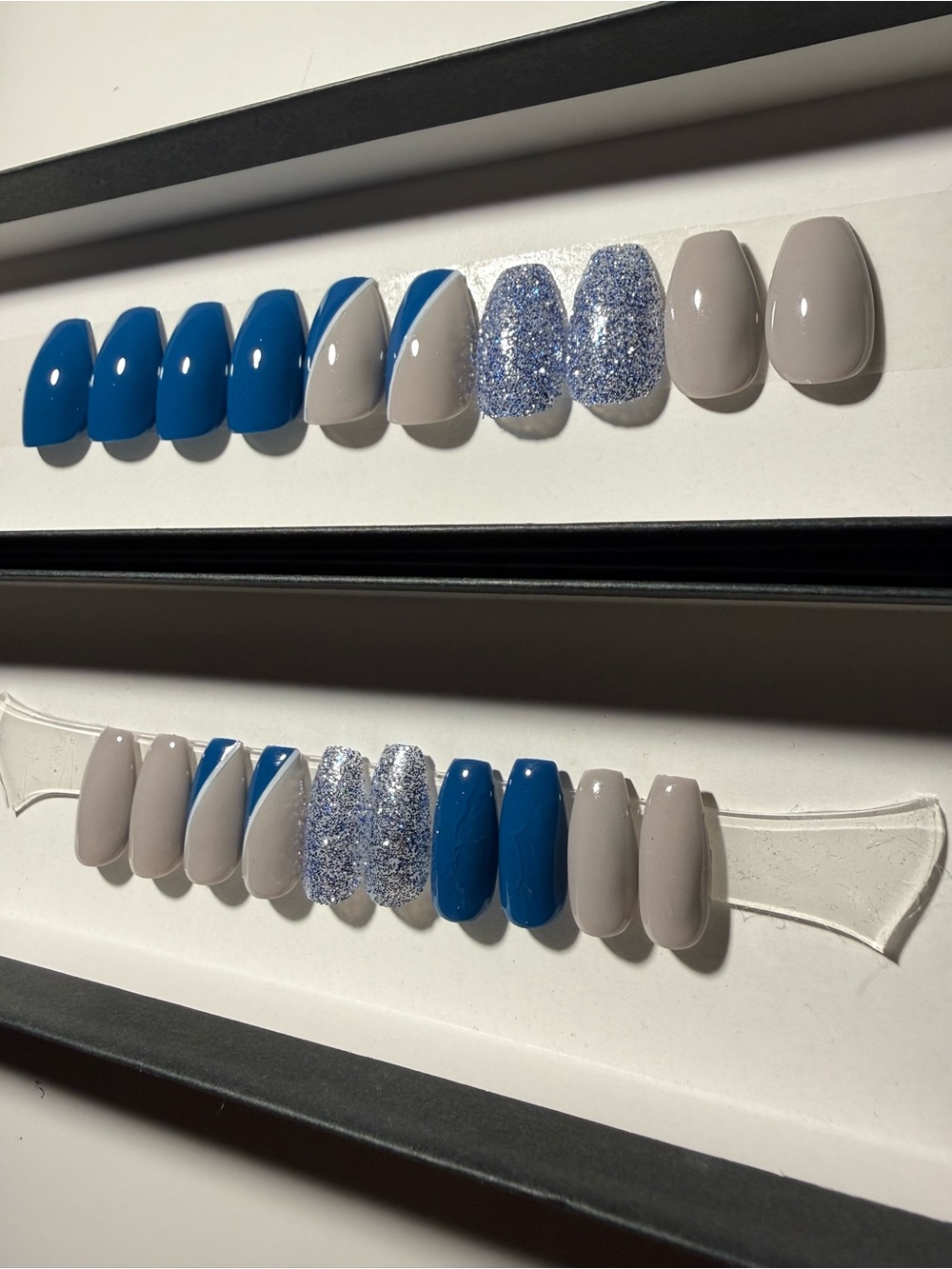 Blue & Gray Glitter Coffin Press-On Nail Set - Picture 7 of 8